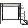 Image de Lit mezzanine en mÃ©tal avec escalier "LENA" - 140 x 190 cm - Noir