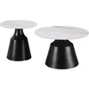Image de Lot de 2 tables basses gigognes en cÃ©ramique "Vulca" - 70 x 70 x 43 cm - Blanc