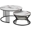 Image de Lot de 2 tables basses gigognes en cÃ©ramique "Ombre" - 70 x 70 x 45 cm - Blanc