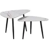 Image de Lot de 2 tables basses gigognes en cÃ©ramique "Terra" - 49 x 79 x 56 cm - Blanc