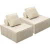 Image de Lot de 2 chauffeuses pour canapÃ© modulables en tissu texturÃ© "Velluto" - Beige