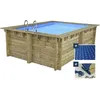 Image de Piscine bois rectangle " Maldives " - 3.20 x 3.20 x 1.24 m + BÃ¢che Ã  bulles 180 Âµ - BÃ¢che hiver 280 g/mÂ²
