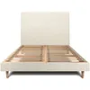 Image de Lit 160x200cm avec tÃªte de lit tapissier tissu et sommier kit Beige clair - Hauteur totale : 29cm