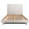 Image de Lit 140x200cm avec tÃªte de lit tapissier bouclette et sommier kit Beige - Hauteur totale : 29cm