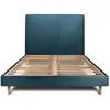Image de Lit 180x200cm avec tÃªte de lit tapissier bouclette et sommier kit Bleu - Hauteur totale : 29cm