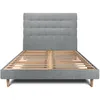 Image de Lit 180x200cm avec tÃªte de lit capitonnee tissu et sommier kit gris anthracite - Hauteur totale : 29cm