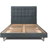 Image de Lit 160x200cm avec tÃªte de lit capitonnee velours et sommier kit gris anthracite - Hauteur totale : 29cm