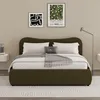 Image de Lit coffre 140x190cm design arrondi velours cÃ´telÃ© vert PLANO
