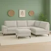 Image de CanapÃ© d'angle 4-5 places en tissu chenille beige avec pouf COLCHESTER