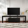 Image de Meuble TV avec placards bois noir 180cm BASI