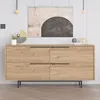 Image de Buffet 4 portes finition bois et mÃ©tal noir 160x75cm ABEY