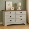 Image de Commode 6 tiroirs blanc et bois 120cm VALLA