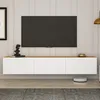 Image de Meuble TV suspendu avec placards 150cm blanc et bois HAL