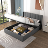 Image de Lit coffre design 160x200cm en velours gris ARLINGTON