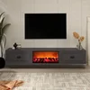 Image de Meuble TV avec cheminÃ©e LED 150cm gris anthracite et noir FYRA