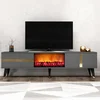 Image de Meuble TV avec cheminÃ©e LED 150cm gris anthracite SUNY