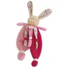 Image de Doudou Babynat Baby'nat Les Poupis Lapin Rose Liberty Fleur Plat 29cms Bn0111
