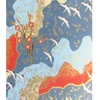 Image de Papier Japonais 52 x 65,5 cm 100 g/m² Grues et cerisiers fond bleu