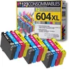 Image de 123CONSOMMABLES - 604XL - Pack 12 Cartouches Encre Compatible avec EPSON 604 XL pour Epson Expression Home XP-2200 XP-2205 XP-3200 XP-3205 XP-4200 XP-4205, Workforce WF-2910 WF-2930 WF-2935 WF-2950 (3 Noir / 3 Cyan / 3 Magenta / 3 Jaune)