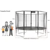 Image de Kangui - Trampoline De Jardin 426 Cm + Filet + Ãchelle + BÃ¢che + Kit D'ancrage Jumpi Taupe/Vert