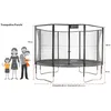 Image de Kangui - Trampoline De Jardin 426 Cm + Filet De SÃ©curitÃ© + Ãchelle + BÃ¢che De Protection Jumpi Taupe/Vert 430.