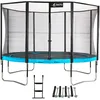 Image de Kangui - Trampoline De Jardin Rond 430 Cm + Filet De SÃ©curitÃ© + Ãchelle + Kit D'ancrage  Punchi Bleu 430