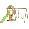 Image de Kangui Aire De Jeux Portique En Bois Woodi - Double BalanÃ§oire, Toboggan, Mur D'escalade, Bac A Sable, Cabane, Ãchelle