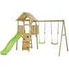 Image de Kangui Aire De Jeux Portique En Bois Woodi - Double BalanÃ§oire, Toboggan, Mur D'escalade, Cabane, Ãchelle