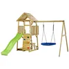 Image de Kangui Aire De Jeux Portique En Bois Woodi - Double BalanÃ§oire Ou Nid, Toboggan, Mur D'escalade, Bac A Sable, Table Pique Nique, Cabane, Ãchelle