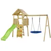 Image de Kangui Aire De Jeux Portique En Bois Woodi - Double BalanÃ§oire Et Nid Ã100cm, Toboggan, Mur D'escalade, Cabane, Ãchelle