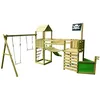 Image de Kangui - Aire De Jeux Pirate En Bois Avec Vigie Willi - BalanÃ§oire, TrapÃ¨ze, Toboggan, Mur D'escalade, Cabane Sur Plateforme, Pont Suspendu