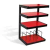 Image de Norstone - Table quadruple plateaux - Pour LCD jusqu'Ã  32"" - Plateau infÃ©rieur pour Vinyles - Structure en acier laquÃ© - EtagÃ¨res en verre trempÃ© - Noir / Rouge