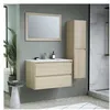 Image de Meuble de salle de bain AUCUNE TIMBER 80 - 80x50x45 cm chÃªne clair avec vasque intÃ©grÃ©e, miroir et colonne