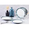 Image de Lot De 6 Assiettes Plates En GrÃ¨s Bleu D27.5