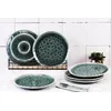 Image de Lot De 6 Assiettes Plates En GrÃ¨s Bleu D28.5