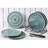 Image de Lot De 6 Assiettes Plates En GrÃ¨s Bleu D27