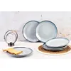 Image de Lot De 6 Assiettes Plates En GrÃ¨s Bleu D27