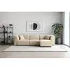 Image de CanapÃ© 3 places + 1 pouf modulable velours cÃ´telÃ© beige MONROE
