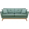 Image de CanapÃ© 3 places scandinave et 2 coussins en tissu vert d'eau HOGA