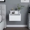 Image de Table de chevet suspendue blanche avec tiroir et Ã©tagÃ¨re VISBY