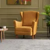 Image de Fauteuil Ã  oreilles en velours moutarde WILLIAMS