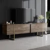 Image de Meuble TV bois et or avec rangement 180 cm BEARN