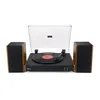 Image de Platine vinyle Halterrego Chicago, av 2 enceintes externes RMS 10w * 2, 3 vitesses, Bluetooth IN, RCA OUT, USB, adaptateur inclus, NOIR
