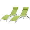 Image de Lot De 2 Transats Galapagos En TextilÃ¨ne Vert - Aluminium Blanc