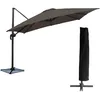 Image de Parasol DÃ©portÃ© Molokai CarrÃ© 3x3m Gris + Housse
