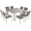 Image de Salon De Jardin Cagliari En TextilÃ¨ne Taupe 8 Places - Aluminium Taupe