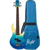 Image de Flight Rock Series Mini Bass Ukulele Transparent Blue UkulÃ©lÃ© Basse Ãlectrique Ã Corps Plein Avec Housse Deluxe