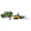 Image de Bruder Land Rover Defender Avec Une Remorque, Mini Pelle Jcb Et Personnage