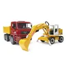Image de Bruder Camion Benne Man Tga Avec Pelleteuse Liebherr