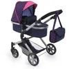 Image de Landau Pour Poupee Neo Star Licorne Bleu Et Rose Avec Sac A Bandouliere Et Panier D'achat Integre - Convertible Poussette